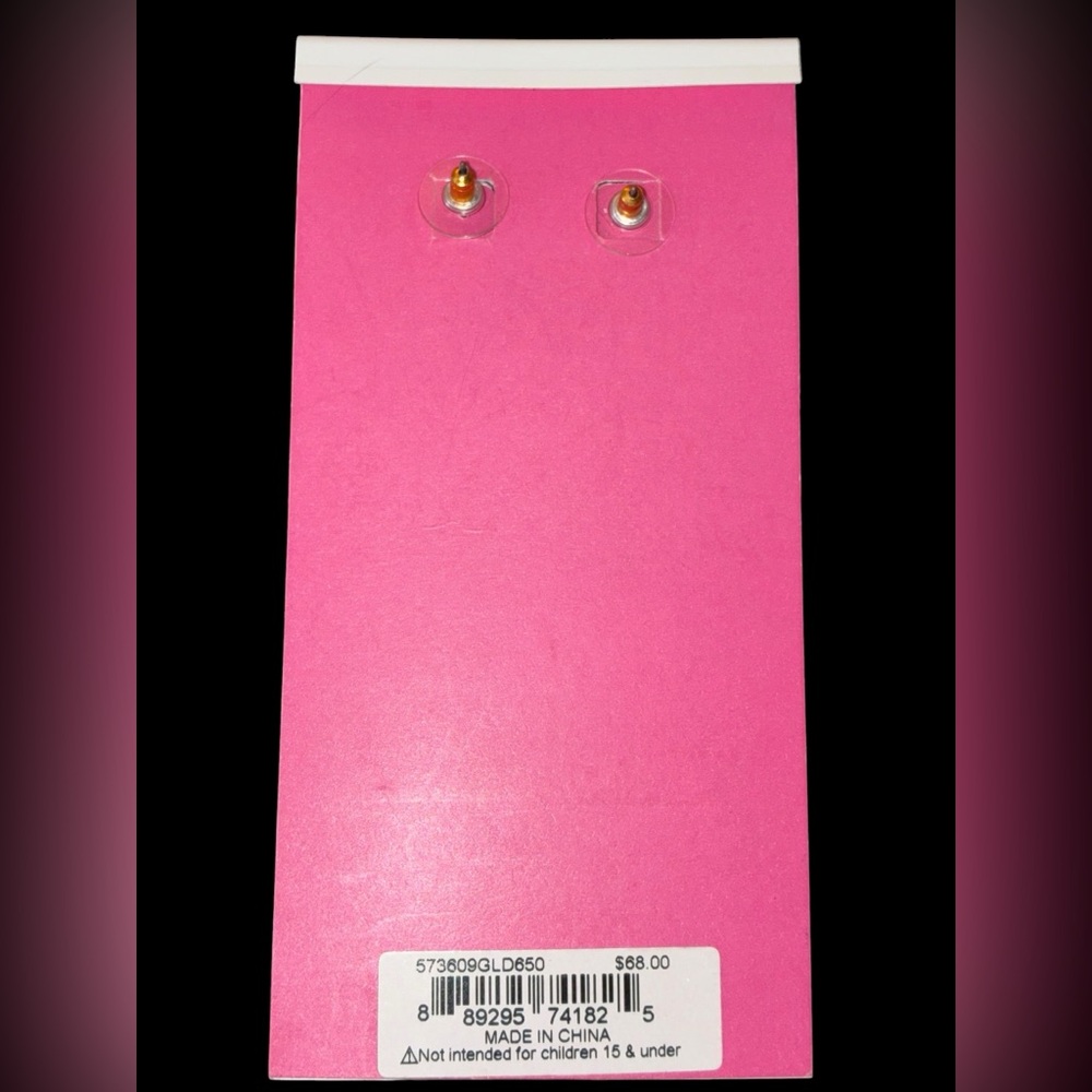 BETSEY JOHNSON Easter Spring Pink & Green Crystal-Studded Tulip Earrings NEW NWT - Picture 7 of 7